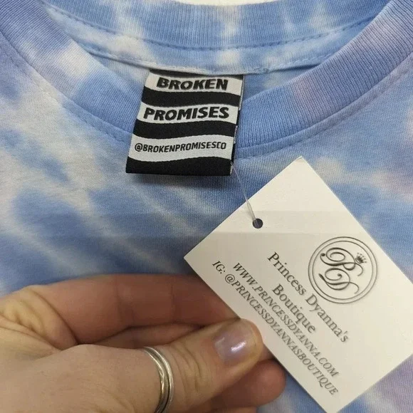 Tie dye blue & purple Broken Promises Grim Reaper T shirt Men's size small G10 - Picture 5 of 8